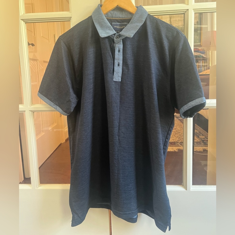 Denim & Flower Polo Shirt size XL